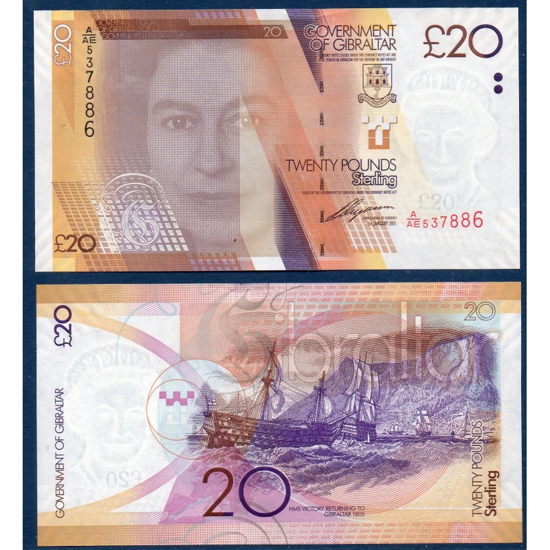 Gibraltar P.37, neuf Billet de 20 pounds 2011 orange