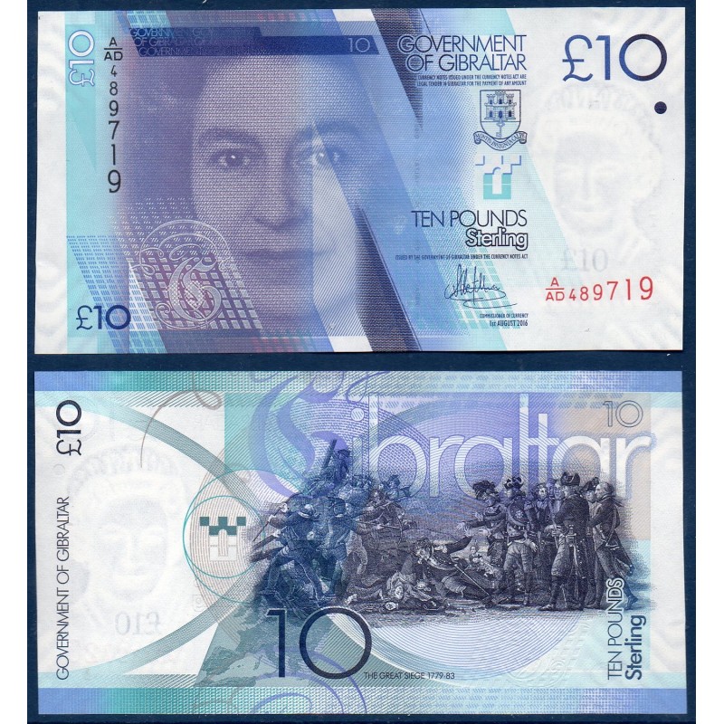 Gibraltar P.36b, Billet de 10 pounds 2016 bleu