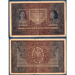 Pologne P.31, B, Billet de 5000 Marek 1920 Portraits