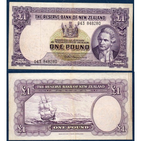 Nouvelle Zelande P.159d, TB+ Billet de 1 pound 1960-1967 James cook