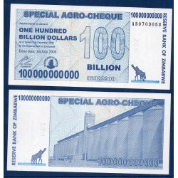 Zimbabwe Pick N°64, Spl Billet de banque de 100 billion de Dollars 2008
