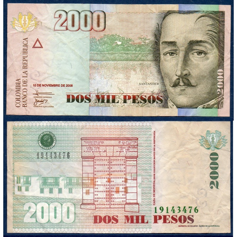 Colombie Pick N°457d, Billet de banque de 2000 Pesos 10.11.2006