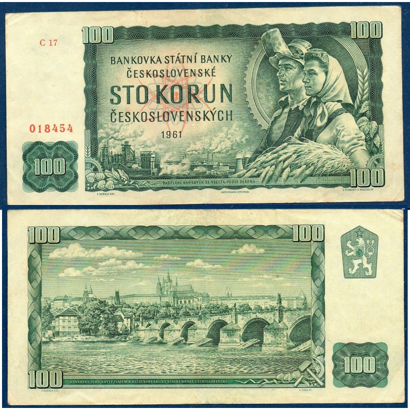 Tchécoslovaquie P.91a, TTB Billet de 100 Korun 1961 série B-D