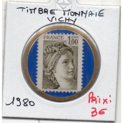 Timbre Monnaie société philatélique Vichy 1980 1 franc France pièce de nécessité