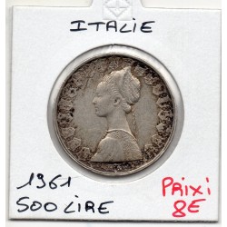 Italie 500 Lire 1961 TTB,  KM 98 pièce de monnaie