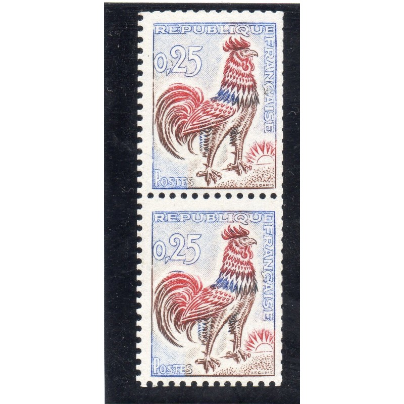 Timbre France Yvert No 1331c Numéro vert de roulette varitété Coq de Decaris