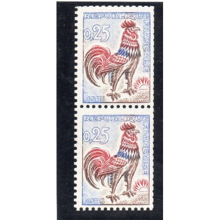 Timbre France Yvert No 1331c Numéro vert de roulette varitété Coq de Decaris