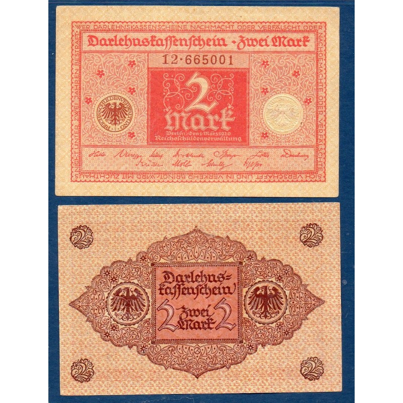 Allemagne P.59, TTB Billet de 2 Mark 1920 rouge