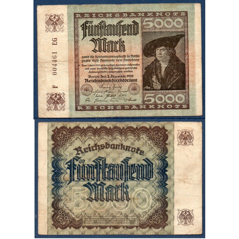 Allemagne P.81d, TB Billet de 5000 Mark 1922 réseau