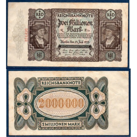 Allemagne P.89a, TTB Billet de 2 millions Mark 1923 Kauffman