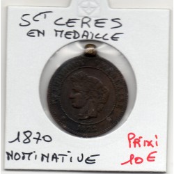 Monnaie montée en médaille 5 centimes céres gravé 1872 France pièce de nécessité