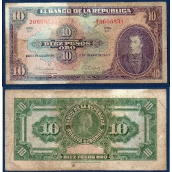 Colombie Pick N°389f, Billet de banque de 10 Pesos oro 1963