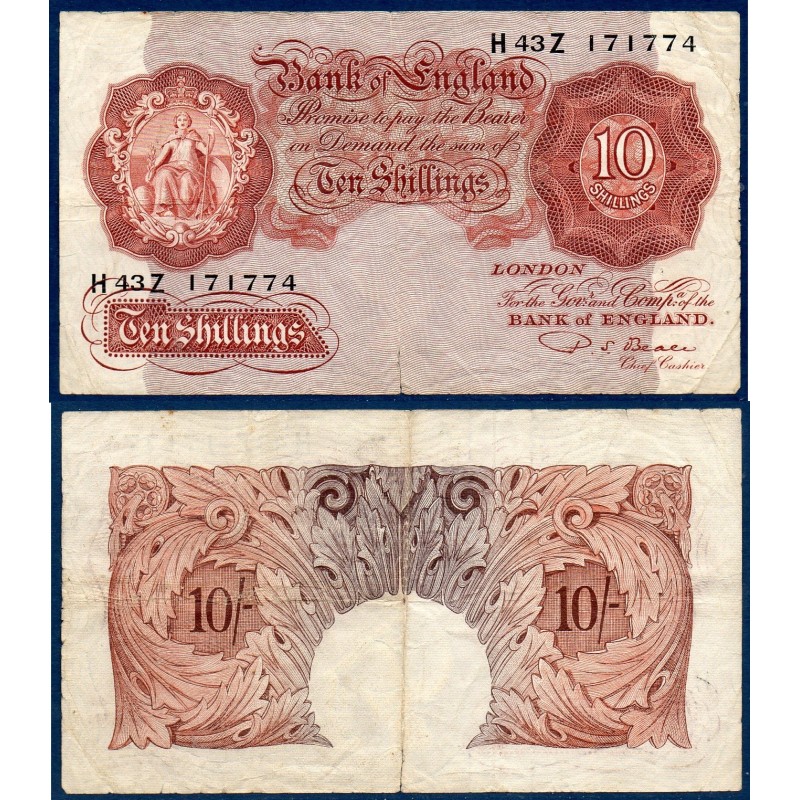 Grande Bretagne P.368b TB billet de 10 shillings 1949-1955 rouge