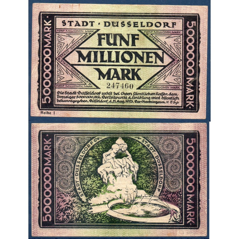 Dusseldorf Gross Notgeld TTB 5 Millions mark, 1923