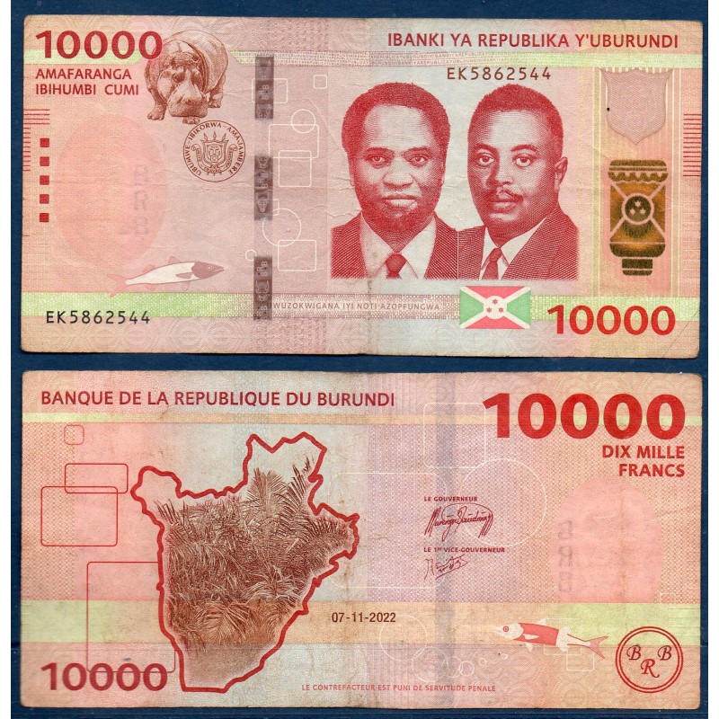 Burundi P.59, TB, Billet de 10000 Francs 2022 plantes