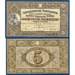 Suisse Pick N°11p, TTB Billet de banque de 5 Francs 1952