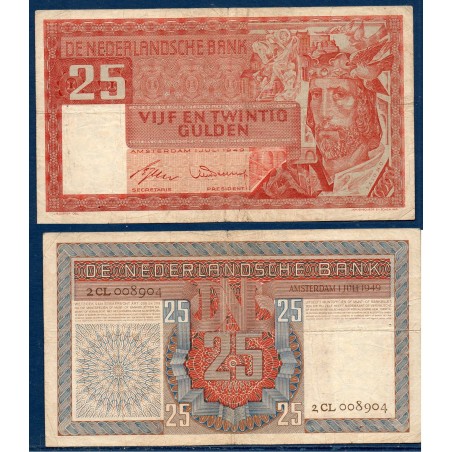 Pays Bas P.84, TB, Billet de 25 Gulden 1949 Roi