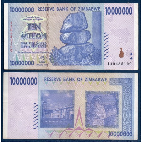 Zimbabwe Pick N°78, TTB Billet de banque de 10 millions de Dollars 2008