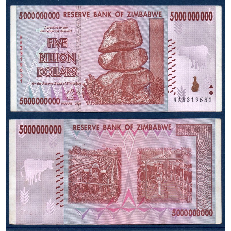 Zimbabwe Pick N°84, TTB Billet de banque de 5 milliards de Dollars 2008