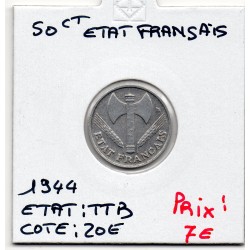 50 centimes Francisque Bazor 1944 TTB, France pièce de monnaie
