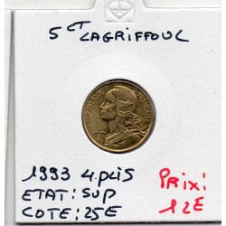 5 centimes Lagriffoul 1993 4 plis Sup, France pièce de monnaie