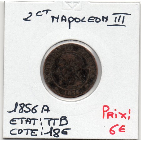 2 centimes Napoléon III tête nue 1856 A Paris TTB, France pièce de monnaie