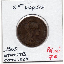 5 centimes Dupuis 1905 TB, France pièce de monnaie