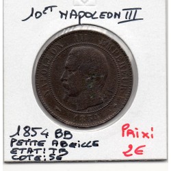 10 centimes Napoléon III tête nue 1854 BB Petite Abeille, France pièce de monnaie