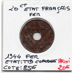 20 centimes état Français 1944 fer TTB, France pièce de monnaie