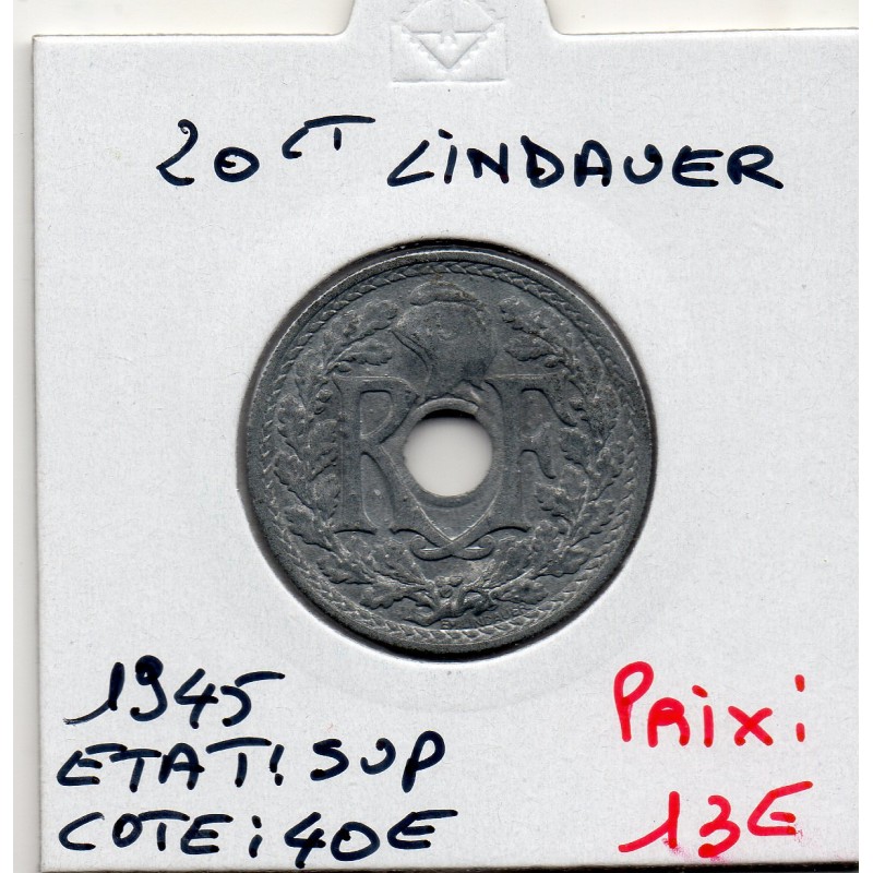 20 centimes Lindauer 1945 Sup, France pièce de monnaie