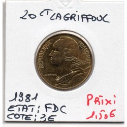 20 centimes Lagriffoul 1981 FDC, France pièce de monnaie