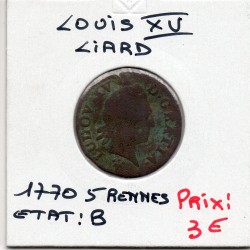 Liard a la vieille tête 1770 S Reims B Louis XV pièce de monnaie royale