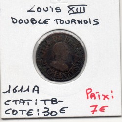 Double Tounois 1611 A Paris TB- Louis XIII pièce de monnaie royale