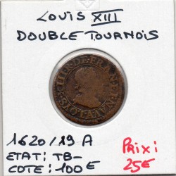 Double Tounois 1620/19 A Paris TB- Louis XIII pièce de monnaie royale