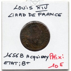 Liard de France 1656 B Acquigny B Louis XIV pièce de monnaie royale