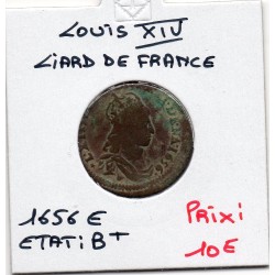 Liard de France 1656 E  Meung sur Loire B+ Louis XIV pièce de monnaie royale