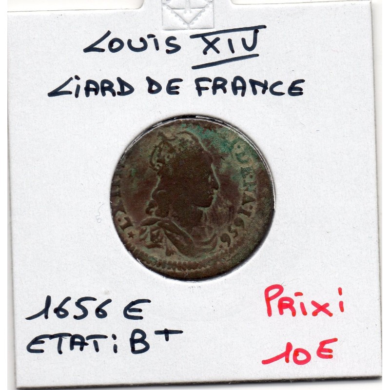 Liard de France 1656 E  Meung sur Loire B+ Louis XIV pièce de monnaie royale