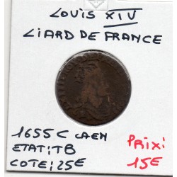 Liard de France 1655 C Caen TB Louis XIV pièce de monnaie royale