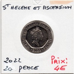 Sainte Helene et Ascension 20 pence 2022 FDC, KM 21 pièce de monnaie