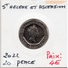 Sainte Helene et Ascension 20 pence 2022 FDC, KM 21 pièce de monnaie