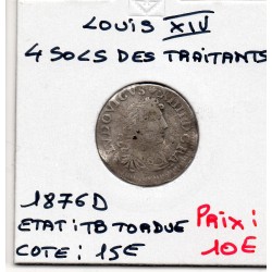 4 Sols des traitants 1676 D Vimy Louis XIV TB pièce de monnaie royale
