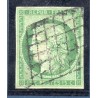 Timbre France Yvert No 2 Type Cérès 15c Vert Oblitéré Grille