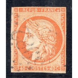 Timbre France Yvert No 5 Type Cérès 40c Orange Oblitéré Gros Chiffres