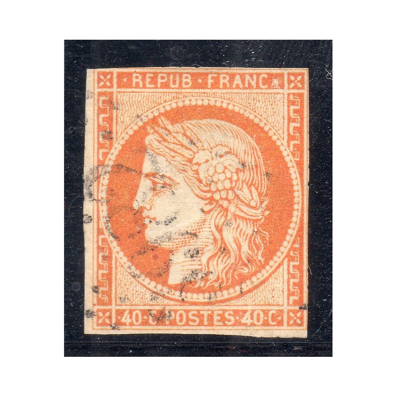 Timbre France Yvert No 5 Type Cérès 40c Orange Oblitéré Gros Chiffres