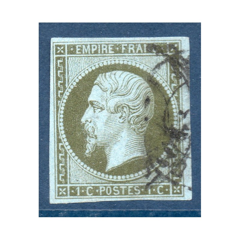 Timbre France Yvert No 11a Type Empire 1c bronze Oblitéré CaD Type 15