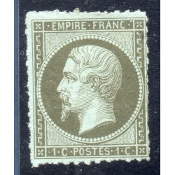 Timbre France Yvert No 11 Type Empire 1c Olive Neuf * avec trace de charnière