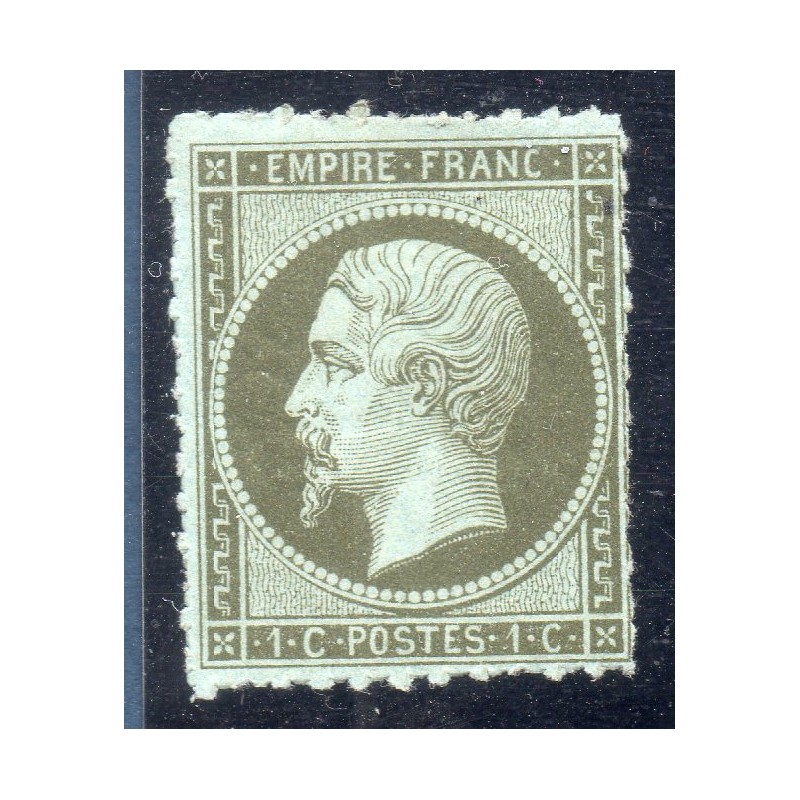 Timbre France Yvert No 11 Type Empire 1c Olive Neuf * avec trace de charnière