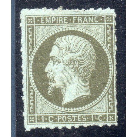 Timbre France Yvert No 11 Type Empire 1c Olive Neuf * avec trace de charnière