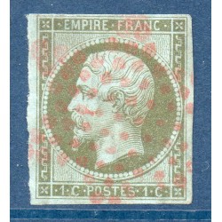 Timbre France Yvert No 11 Type Empire 1c Olive Oblitéré Etoile rouge