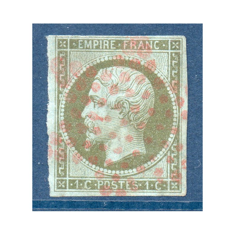 Timbre France Yvert No 11 Type Empire 1c Olive Oblitéré Etoile rouge